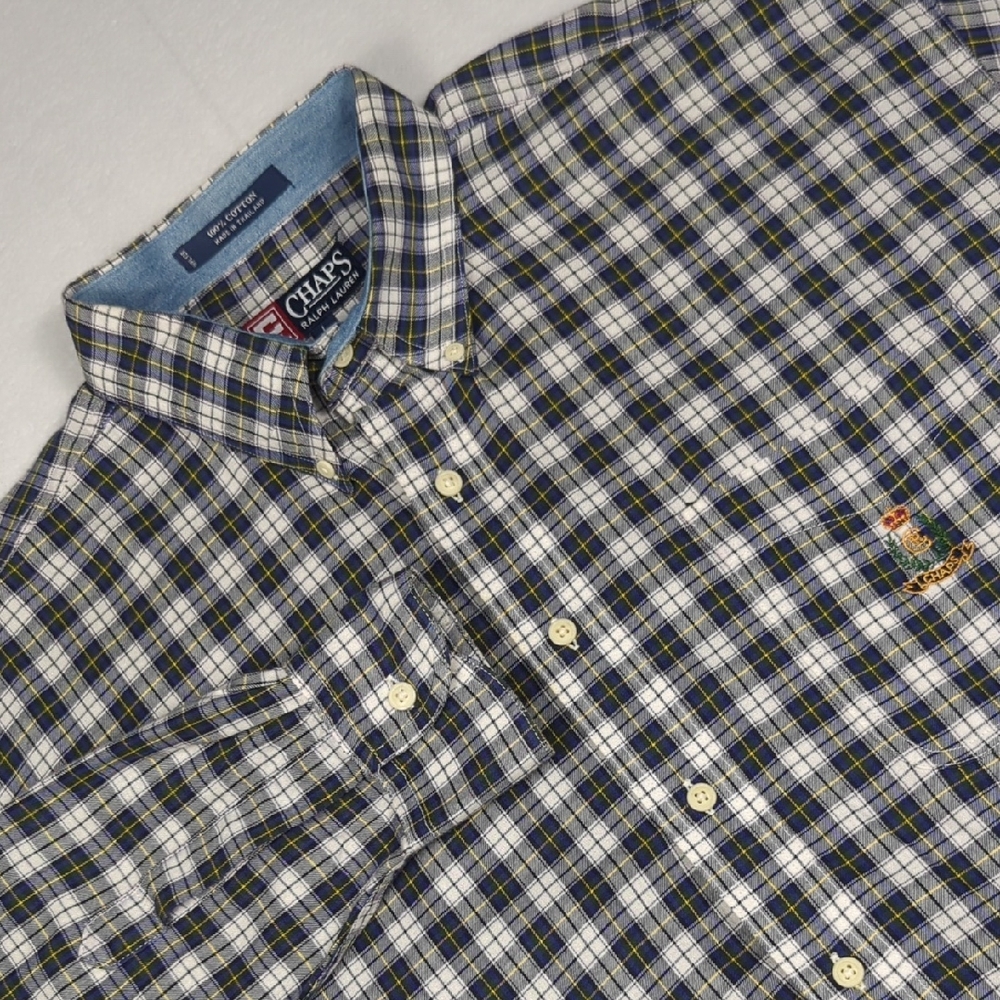 Vintage Chaps Ralph Lauren Plaid Long Sleeve Button-down Mens Shirt‎ Size Large